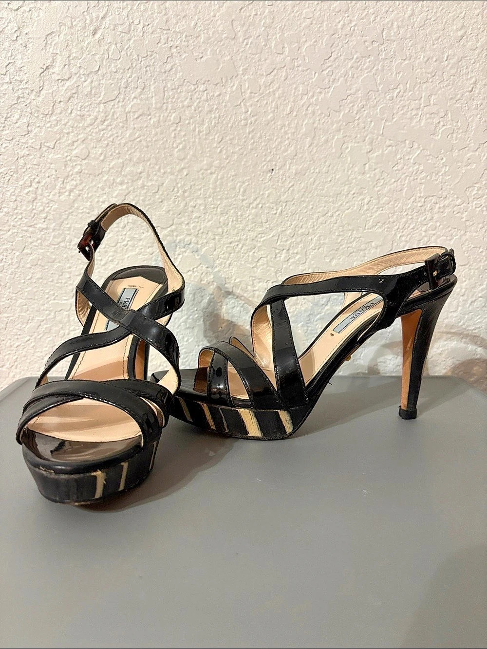 Prada Black Patent Platform Heels EU 37